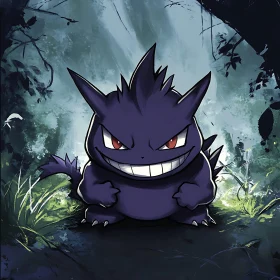 Eerie Gengar Illustration in Forest