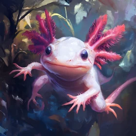 Whimsical Pink Axolotl Art