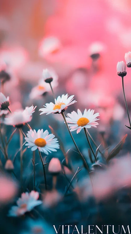 Serene Blooming Daisies in Soft Colors AI Image