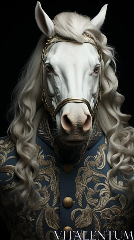 Artistic Horse Head: A Photorealistic Medieval Rococo Portrait AI Image