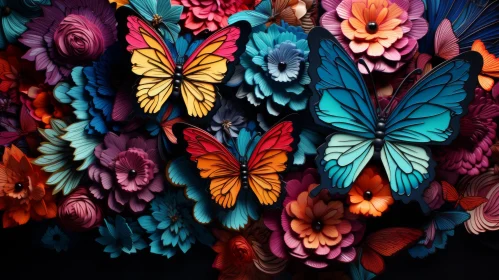 Colorful Paper Butterflies: A Stunning Outdoor Mural
