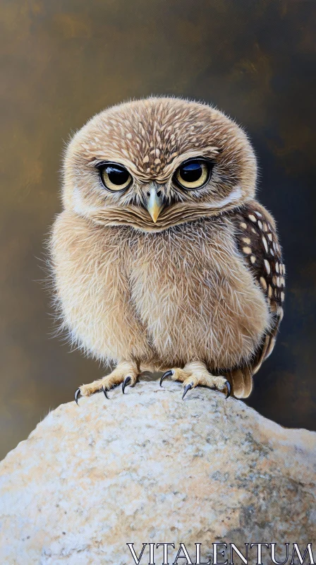 Lifelike Owl Portrait with Fluffy Feathers AI Image