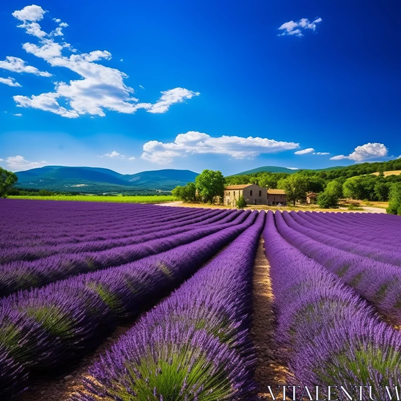 Charming Lavender Fields in Languedoc-Roussillon, France AI Image