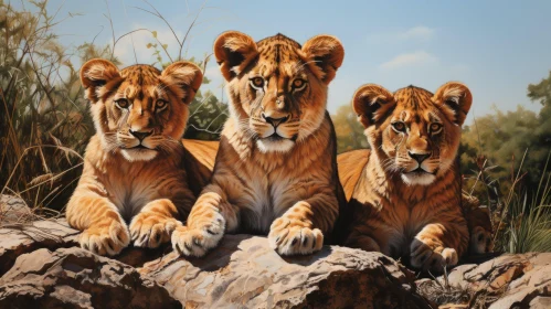 Charming Lion Cubs - A Wildlife Portrait