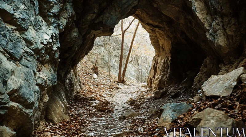 AI ART Mystic Cave Path with Intriguing Rock Formations