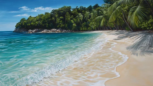 Scenic Tropical Beach with Golden Sands and Turquoise Waves