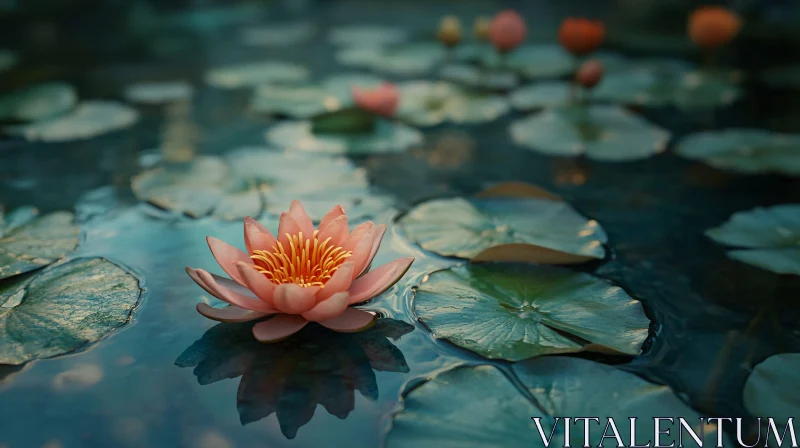 Tranquil Lotus Flower in Water AI Image