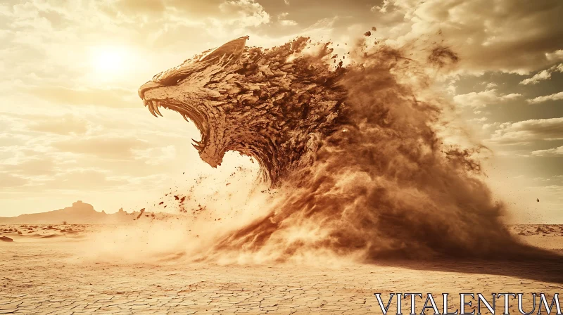 Desert Beast Emerging from Sandstorm AI Image