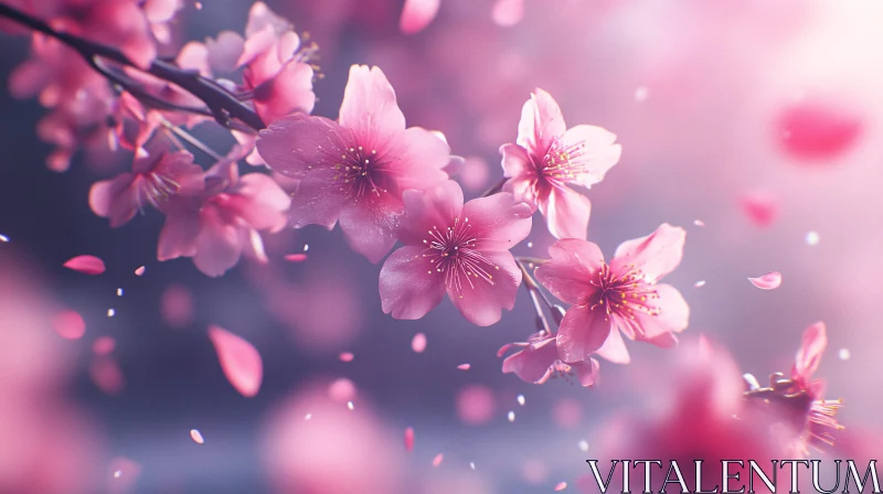 Pink Cherry Blossom Petals AI Image