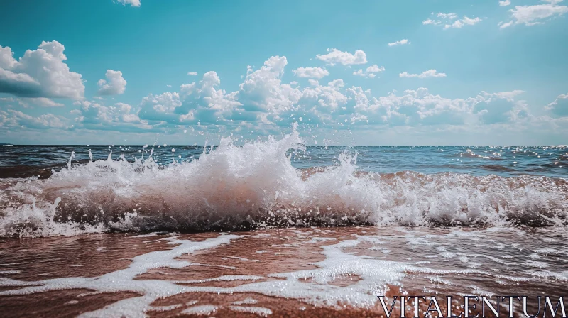 AI ART Serene Seaside Waves Amidst Clear Skies