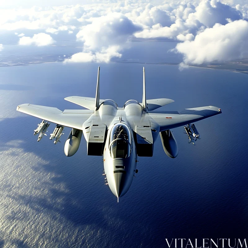 High-Altitude Military Jet in Flight AI Image