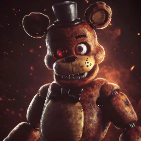 Haunted Animatronic Bear with Distressed Appearance