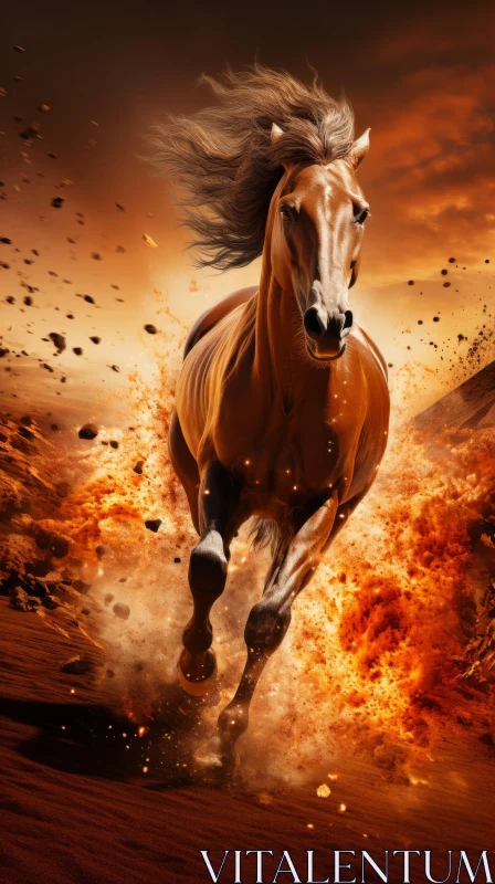 Fiery Equine Majesty - High Detail Artistic Representation AI Image