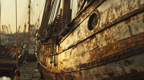 Rustic Boat at Sunset