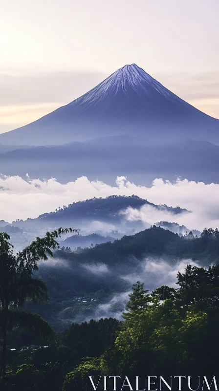 AI ART Serene Mountain Landscape with Fog