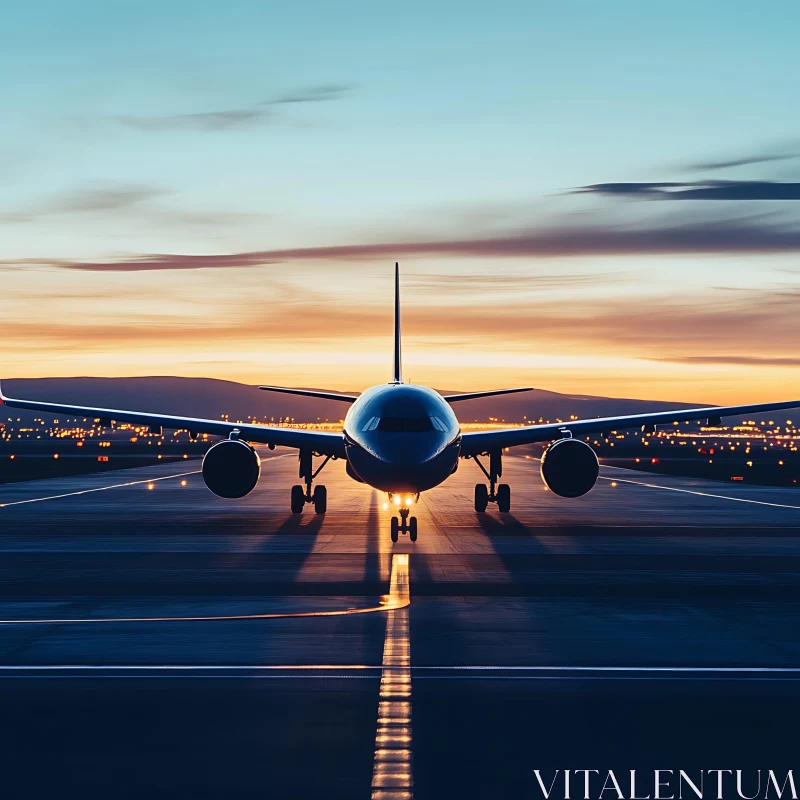 Sunset Flight Preparation AI Image