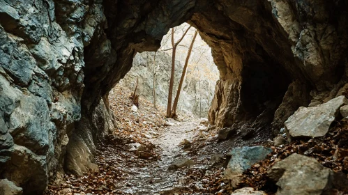 Mystic Cave Path with Intriguing Rock Formations