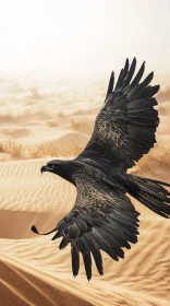 Eagle Soaring in Desert Landscape