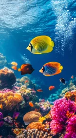 Tropical Marine Life in a Coral Reef