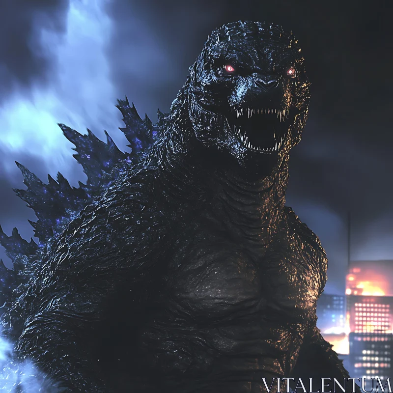 Menacing Creature in the City Night AI Image