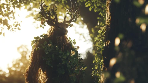 Enchanted Deer in Sunlit Forest