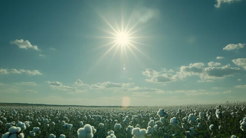 Cotton Field Basking in Sunlight