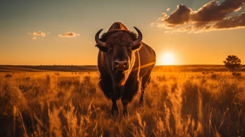 American Bison at Sunset: A Call for Environmental Activism