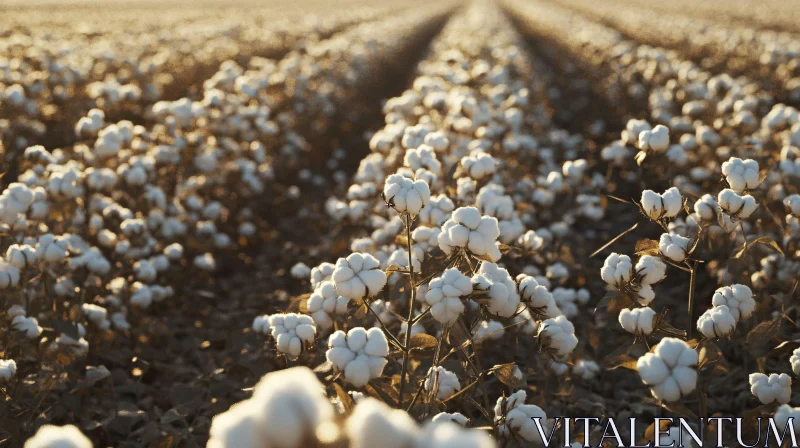 Expansive Cotton Field Glowing in Sunlight AI Image