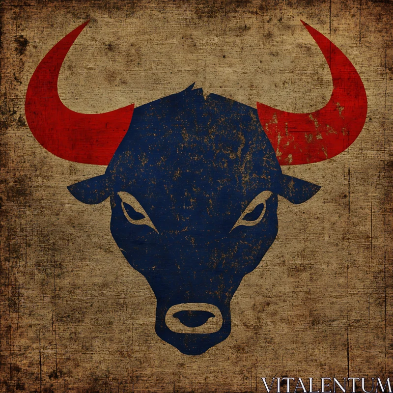 Retro Bull Head Illustration AI Image