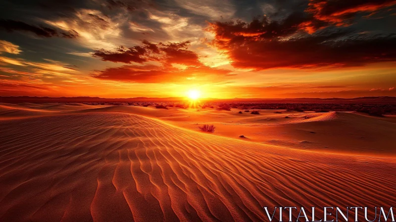 AI ART Sunset in the Desert with Sand Dunes