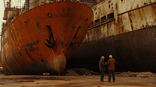 Old Dockyard with Weathered Ships