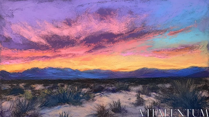 AI ART Colorful Sunset over Desert Landscape