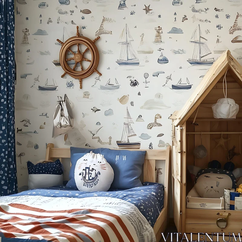 Maritime-Inspired Kids Room Design AI Image