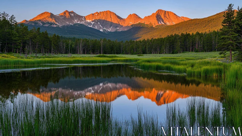 AI ART Mountain Reflections at Sunset