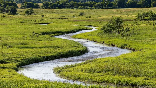 Winding River through Verdant Fields