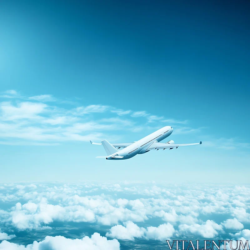 Airplane in Clear Blue Sky AI Image