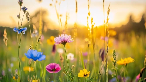 Golden Hour Wildflowers in a Meadow