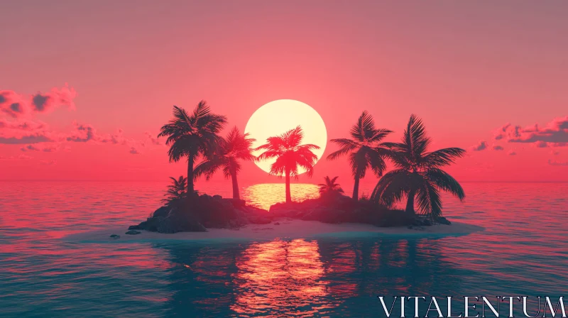 Serene Tropical Island at Sunset AI Image