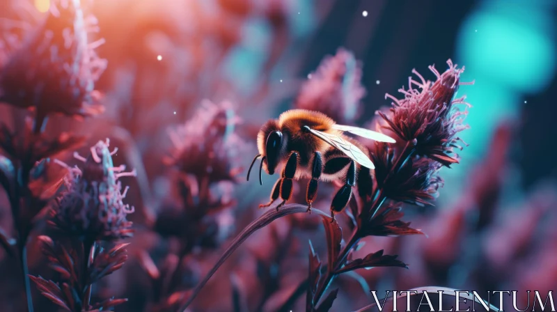 Bee on Pink Blossom - An Abstract Afrofuturism Inspired Art AI Image