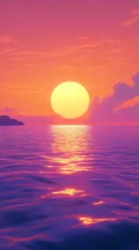 Sunset Over Ocean with Vibrant Sky