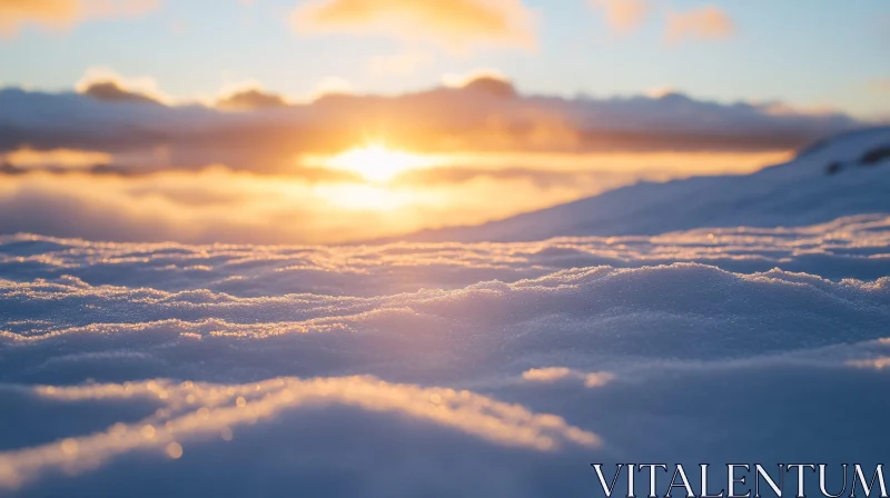 Serene Sunrise Over Snow AI Image