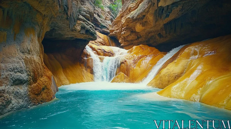 AI ART Turquoise Pool in a Warm-Hued Canyon