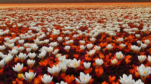 Crocus Flowers Covering A Wide Field