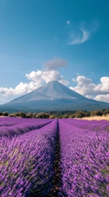 Lavender Field and Mountain Landscape