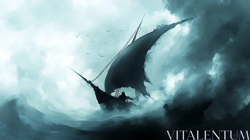 Sailing Through the Storm AI Image