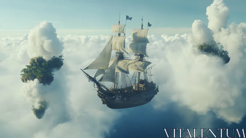 Floating Serenade: Ship Among the Clouds AI Image