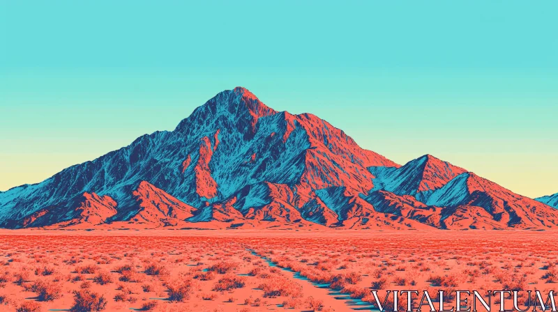 AI ART Colorful Desert Mountain Range at Sunset