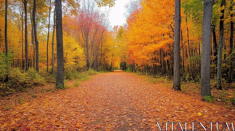 AI ART Scenic Autumn Trail in the Forest