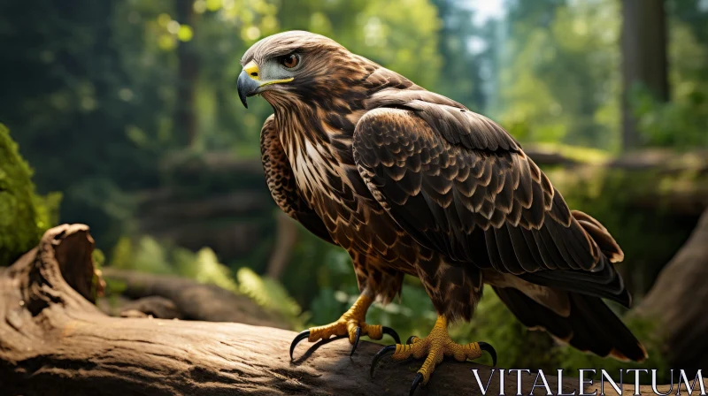 Golden Light Eagle in Forest - Detailed Realistic Rendering AI Image