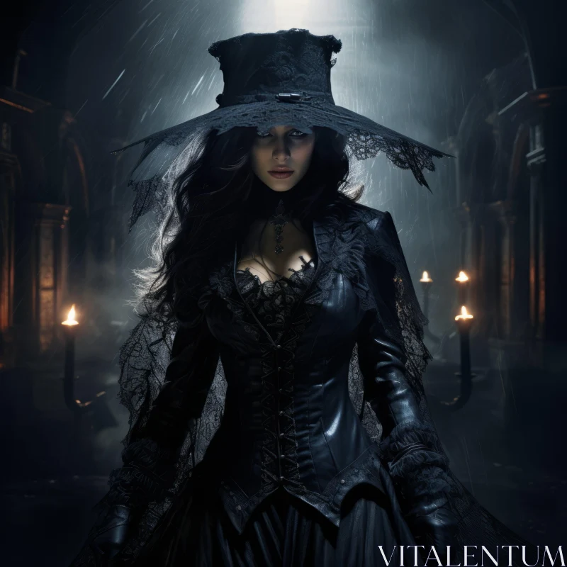 Gothic Elegance: A Woman in Dark Enchantment AI Image